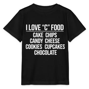 Ich Liebe C Food - Kuchen, Chips, Süßigkeiten, - Stanley/Stella Kinder T-Shirt MINI CREATOR  - Schwarz - Vorne - Mikhail (115cm)