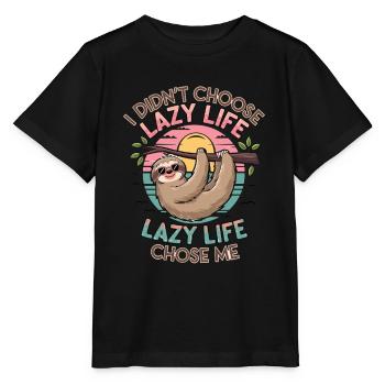 Lazy life chose me, sloth - Stanley/Stella MINI CREATOR Kids’ T-Shirt - black - Front - Mikhail (115cm)