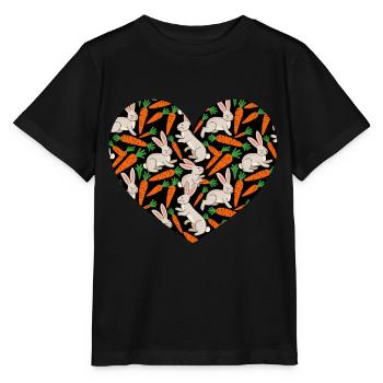 Heart with bunny and carrot pattern for Easter - Stanley/Stella MINI CREATOR Kids’ T-Shirt - black - Front - Mikhail (115cm)