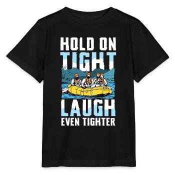 Rafting Adventure: Hold on tight, laugh - Stanley/Stella MINI CREATOR Kids’ T-Shirt - black - Front - Mikhail (115cm)