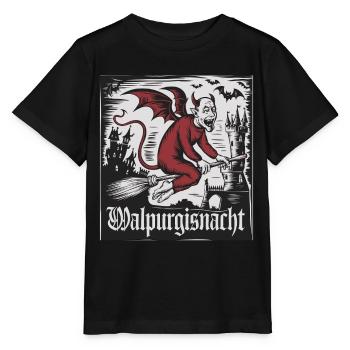 Hexen Walpurgisnacht Fliegender Dämon Mit Schloss - Stanley/Stella Kinder T-Shirt MINI CREATOR  - Schwarz - Vorne - Mikhail (115cm)
