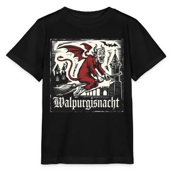 Walpurgisnacht Hexen Teufel Hexe auf Besen - Stanley/Stella Kinder T-Shirt MINI CREATOR  - Schwarz - Vorne - Mikhail (115cm)