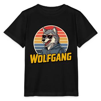Wolfgang Wolf Retro Style with Sunglasses - Stanley/Stella MINI CREATOR Kids’ T-Shirt - black - Front - Mikhail (115cm)