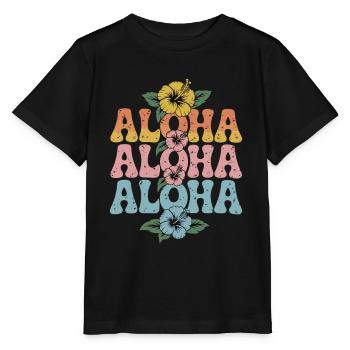 Aloha Tropische Blumen Retro Design - Stanley/Stella Kinder T-Shirt MINI CREATOR  - Schwarz - Vorne - Mikhail (115cm)