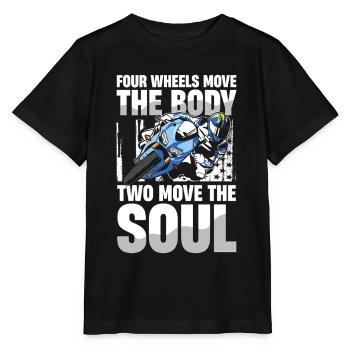 Quatre roues déplacent le corps, deux roues déplacent le - T-shirt bio MINI CREATOR Stanley/Stella Enfant - noir - Devant - Mikhail (115cm)