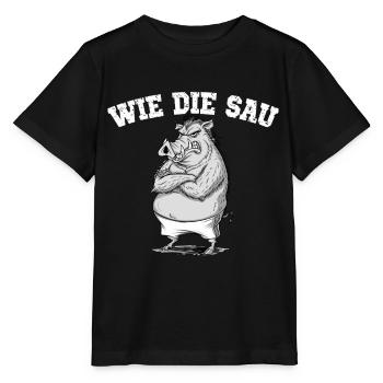 Comment l’illustration de la truie de sanglier est humoristique - T-shirt bio MINI CREATOR Stanley/Stella Enfant - noir - Devant - Mikhail (115cm)