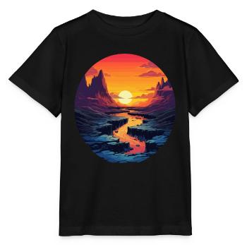 Coucher de soleil sur la rivière et les montagnes dans le - T-shirt bio MINI CREATOR Stanley/Stella Enfant - noir - Devant - Mikhail (115cm)