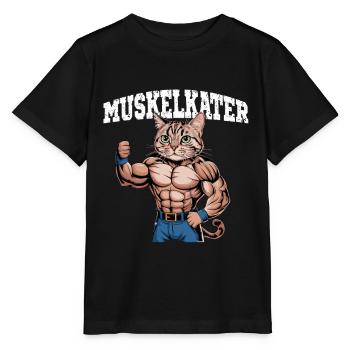 Sore Cat Funny Muscleman Fitness Humor - Stanley/Stella MINI CREATOR Kids’ T-Shirt - black - Front - Mikhail (115cm)