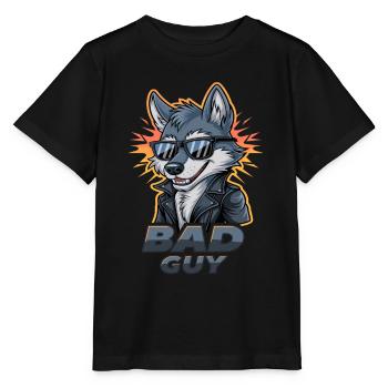 Cooler Wolf Mit Sonnenbrille Und Lederjacke - Bad - Stanley/Stella Kinder T-Shirt MINI CREATOR  - Schwarz - Vorne - Mikhail (115cm)