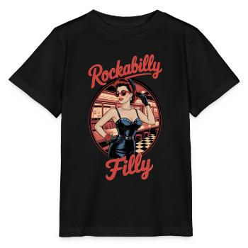 Rockabilly Filly Retro Vibes in the Diner - Stanley/Stella MINI CREATOR Kids’ T-Shirt - black - Front - Mikhail (115cm)