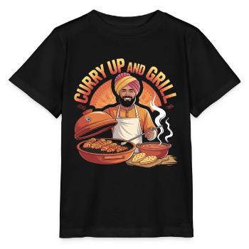 Curry Up and Grill BBQ India Cooking - Stanley/Stella MINI CREATOR Kids’ T-Shirt - black - Front - Mikhail (115cm)