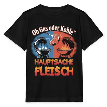 Qu’il s’agisse de gaz ou de charbon, l’essentiel est la viande, le gril - T-shirt bio MINI CREATOR Stanley/Stella Enfant - noir - Devant - Mikhail (115cm)