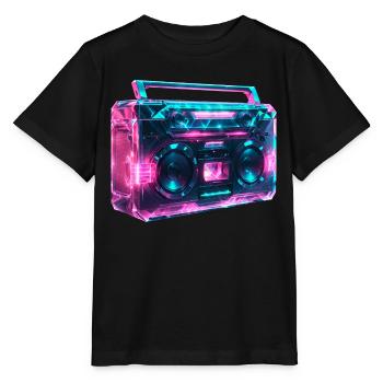 Boom box cassette recorder retro wave - Stanley/Stella MINI CREATOR Kids’ T-Shirt - black - Front - Mikhail (115cm)