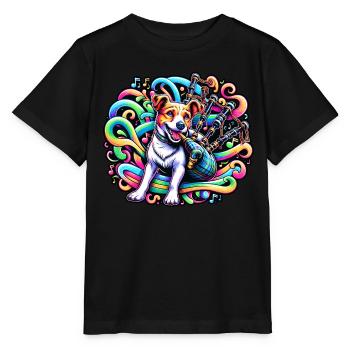 Klangwellen-Treue: Dudelsack-Melodie - Stanley/Stella Kinder T-Shirt MINI CREATOR  - Schwarz - Vorne - Mikhail (115cm)