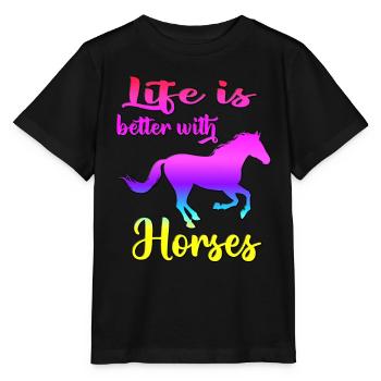 Cavalier cavalier cheval fille chevaux disant - T-shirt bio MINI CREATOR Stanley/Stella Enfant - noir - Devant - Mikhail (115cm)