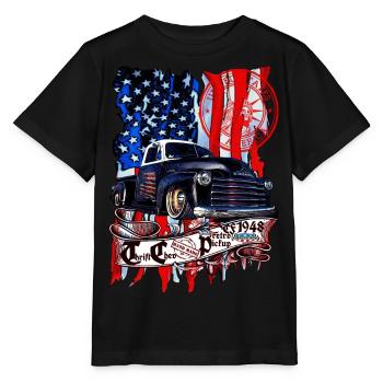 Chevy Vintage V8 Pickup LKW Amerikanisches Design - Stanley/Stella Kinder T-Shirt MINI CREATOR  - Schwarz - Vorne - Mikhail (115cm)