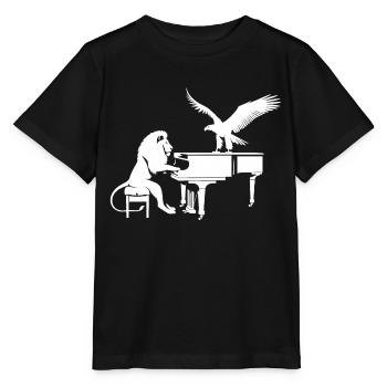 Sinfonie der Wildnis - Löwe und Adler am Flügel - Stanley/Stella Kinder T-Shirt MINI CREATOR  - Schwarz - Vorne - Mikhail (115cm)