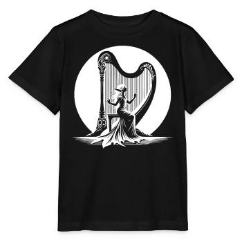 Harpe elfique jouant au clair de lune - T-shirt bio MINI CREATOR Stanley/Stella Enfant - noir - Devant - Mikhail (115cm)
