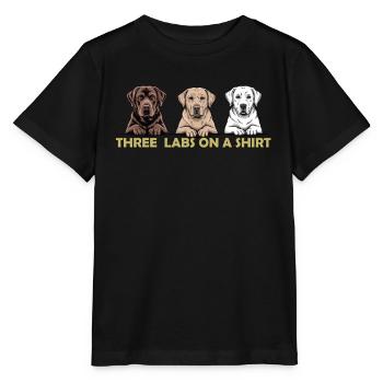 Trois labos sur une chemise – Trio de labradors retrievers - T-shirt bio MINI CREATOR Stanley/Stella Enfant - noir - Devant - Mikhail (115cm)