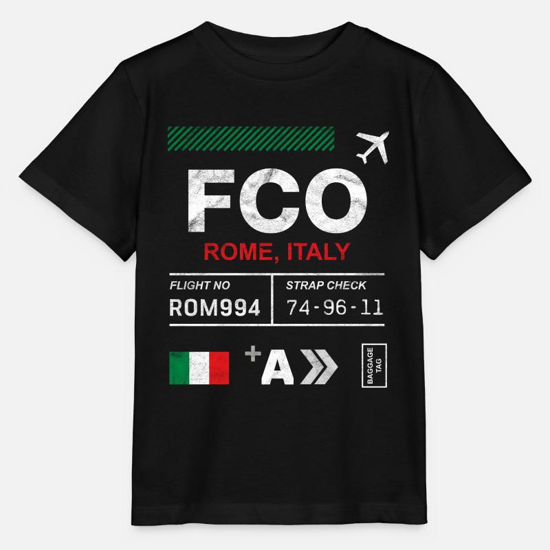Étiquette d’aéroport de Rome - T-shirt bio MINI CREATOR Stanley/Stella Enfant - noir