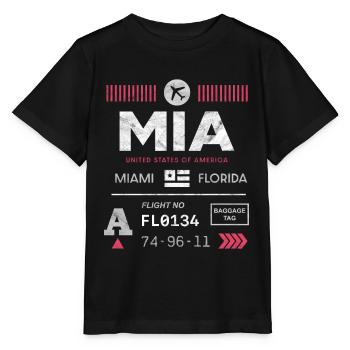 Etikett des Flughafens Miami - Stanley/Stella Kinder T-Shirt MINI CREATOR  - Schwarz - Vorne - Mikhail (115cm)