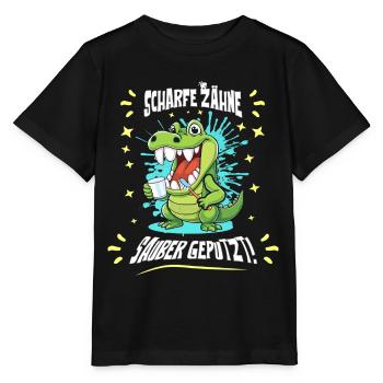 Krokodil Zahn Hygiene - Stanley/Stella Kinder T-Shirt MINI CREATOR  - Schwarz - Vorne - Mikhail (115cm)
