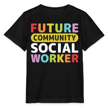 Future Community Social Worker - Stanley/Stella Kinder T-Shirt MINI CREATOR  - Schwarz - Vorne - Mikhail (115cm)