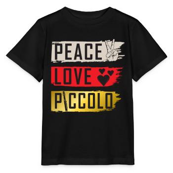 Peace Love Piccolo Fanfare - T-shirt bio MINI CREATOR Stanley/Stella Enfant - noir - Devant - Mikhail (115cm)