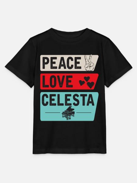 Peace Love Celesta Musical Instrument - Stanley/Stella Kinder T-Shirt MINI CREATOR - Schwarz
