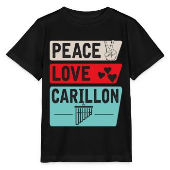 Peace Love Carillon Bell Ringer Music - Stanley/Stella MINI CREATOR Kids’ T-Shirt - black - Front - Mikhail (115cm)