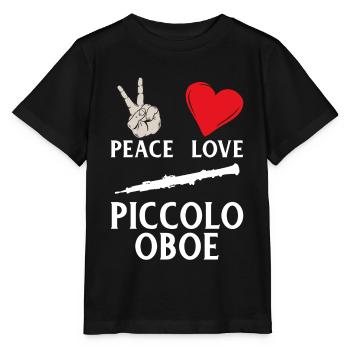 Peace Love Piccolo Instrument de musique hautbois - T-shirt bio MINI CREATOR Stanley/Stella Enfant - noir - Devant - Mikhail (115cm)