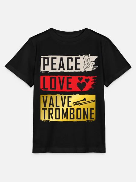 Peace Love Valve Trombone Instrument - Stanley/Stella Kinder T-Shirt MINI CREATOR - Schwarz