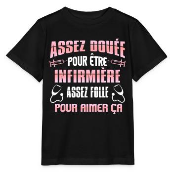 Assez douée pour être infirmière. Humour femme - T-shirt bio MINI CREATOR Stanley/Stella Enfant - noir - Devant - Mikhail (115cm)