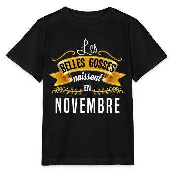 les belles gosses naissent en novembre. Naissance - T-shirt bio MINI CREATOR Stanley/Stella Enfant - noir - Devant - Mikhail (115cm)