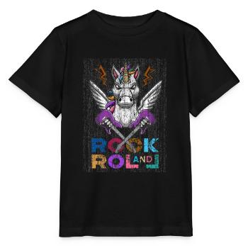 Headbang guitare licorne licorne rock and roll - T-shirt bio MINI CREATOR Stanley/Stella Enfant - noir - Devant - Mikhail (115cm)