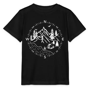 Forest Wald Kompass Fluss Zelten Zelt Wälder Natur - Stanley/Stella Kinder T-Shirt MINI CREATOR  - Schwarz - Vorne - Mikhail (115cm)