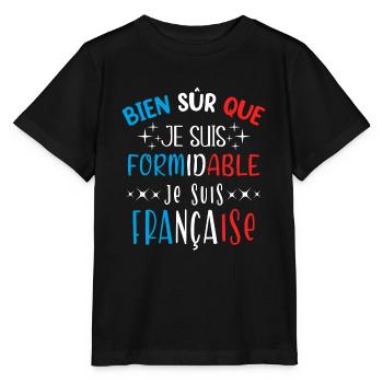 France française humour pays idée cadeau région - T-shirt bio MINI CREATOR Stanley/Stella Enfant - noir - Devant - Mikhail (115cm)