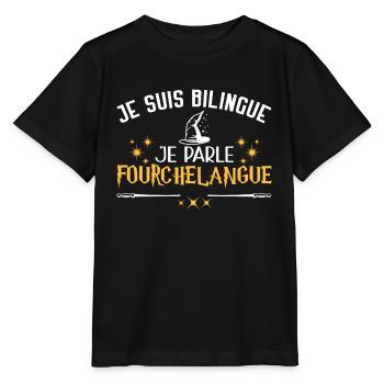Humour film, cinéma, je suis bilingue, magicien - T-shirt bio MINI CREATOR Stanley/Stella Enfant - noir - Devant - Mikhail (115cm)
