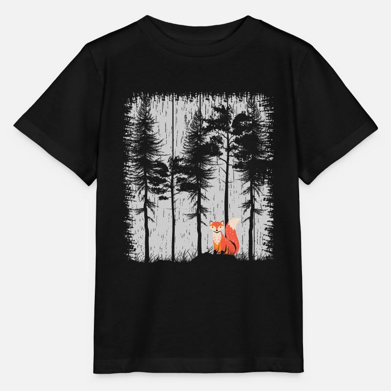 Fuchs im Wald Retro Muster Vintage Baum Wald Funny - Stanley/Stella Kinder T-Shirt MINI CREATOR  - Schwarz