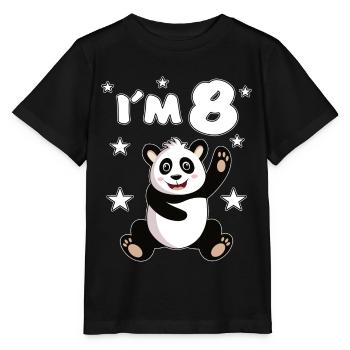 8 Years Panda Child's Birthday Panda Bears Gift - Stanley/Stella MINI CREATOR Kids’ T-Shirt - black - Front - Mikhail (115cm)