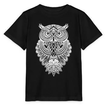 Owl Owl Graphic Graphic Art Gift Mandala - Stanley/Stella MINI CREATOR Kids’ T-Shirt - black - Front - Mikhail (115cm)