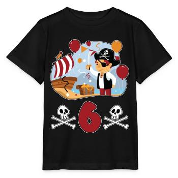 6 years pirate children's birthday child gift - Stanley/Stella MINI CREATOR Kids’ T-Shirt - black - Front - Mikhail (115cm)