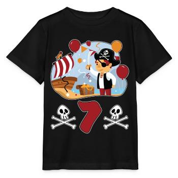 7 Jahre Pirat Kindergeburtstag Kinder Fun Geschenk - Stanley/Stella Kinder T-Shirt MINI CREATOR  - Schwarz - Vorne - Mikhail (115cm)