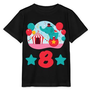 8 years elephant circus children's birthday gift - Stanley/Stella MINI CREATOR Kids’ T-Shirt - black - Front - Mikhail (115cm)