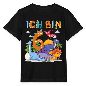 6. Geburtstag Ich Bin 6 Dinosaurier T-Rex Dino - Stanley/Stella Kinder T-Shirt MINI CREATOR  - Schwarz - Vorne - Mikhail (115cm)