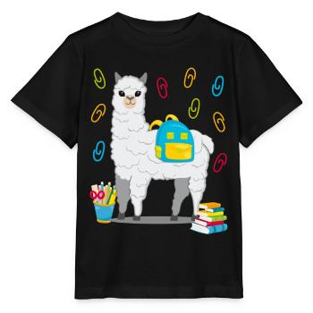 Lama Alpaka Einschulung Schulbeginn Geschenk 2020 - Stanley/Stella Kinder T-Shirt MINI CREATOR  - Schwarz - Vorne - Mikhail (115cm)