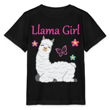 Llama alpaca girl gift women kids - Stanley/Stella MINI CREATOR Kids’ T-Shirt - black - Front - Mikhail (115cm)