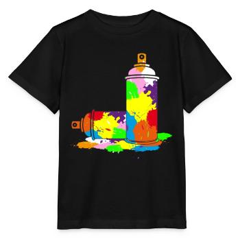 Graffiti spray can sprayer cans gift idea - Stanley/Stella MINI CREATOR Kids’ T-Shirt - black - Front - Mikhail (115cm)