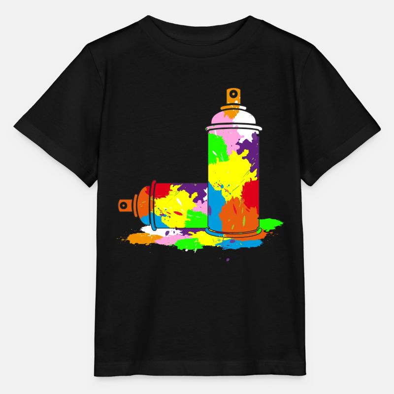 Idée cadeau graffiti spray canettes - T-shirt bio MINI CREATOR Stanley/Stella Enfant - noir