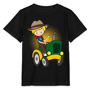 Tracteur conducteur garçon agriculteur agriculteur cadeau enfants - T-shirt bio MINI CREATOR Stanley/Stella Enfant - noir - Devant - Mikhail (115cm)